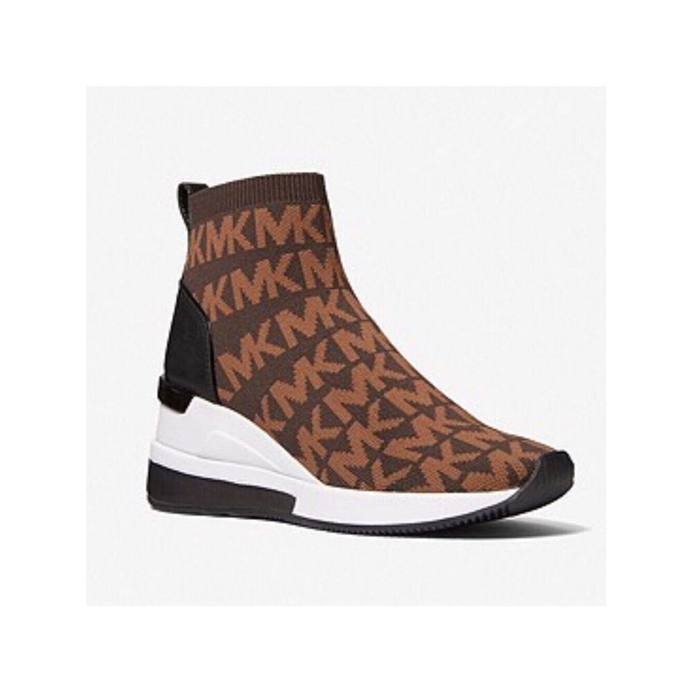 Michael Kors Skyler Logo Chocolate Stretch Knit Sock size 8.5